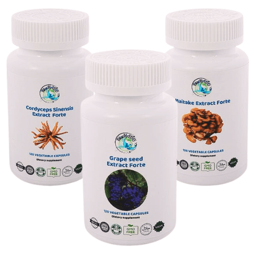 Sănătatea Cardiovasculară – Extract Forte din Maitake, Cordyceps și Semințe de Struguri pentru Reducerea Colesterolului și Reglarea Tensiunii